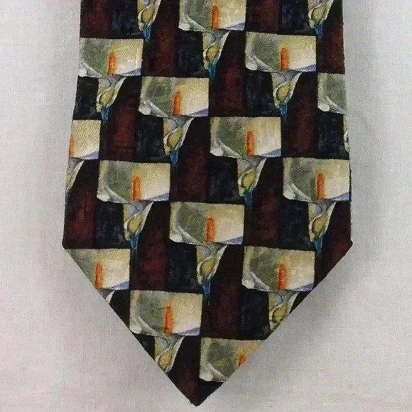 Ermenegildo Zegna Brown Multi-Color Silk 58" x 4" - Picture 1 of 4